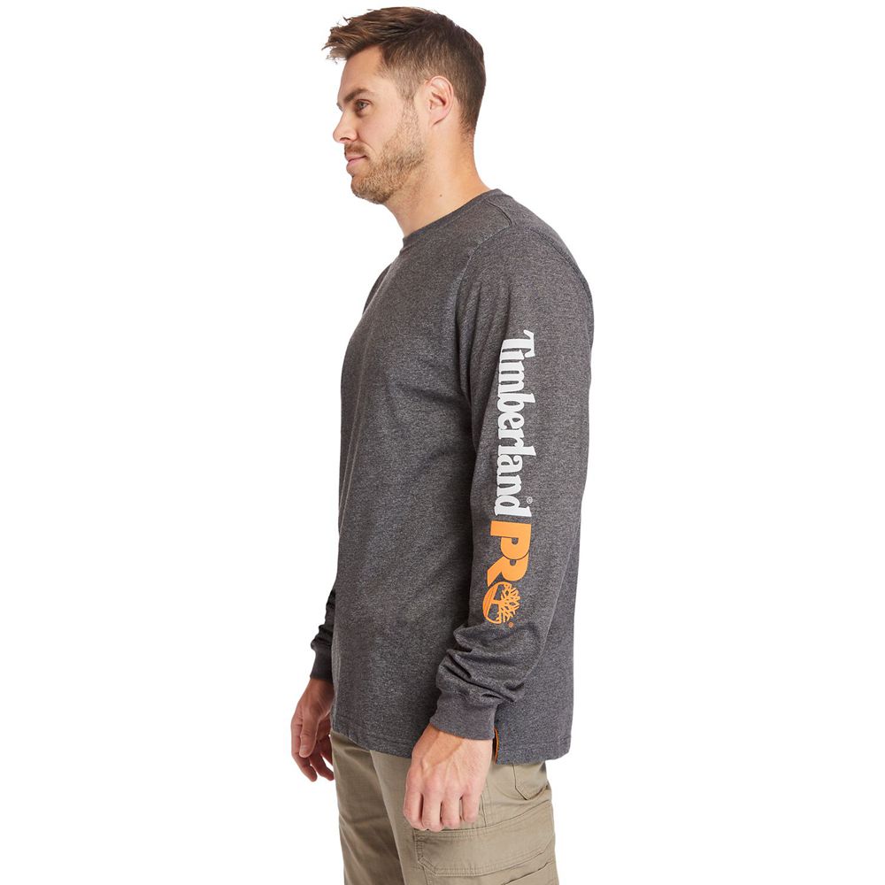 Timberland Mens T-Shirts PRO® Big & Tall Base Plate Long-Sleeve Wicking - Dark Grey - India SF706145